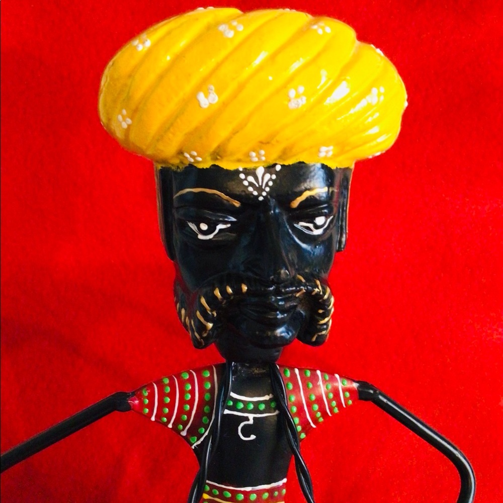 Colorful Metal Tribal Musician Sculpture